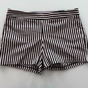 Striped Pink and Black Women's Shorts - Classic High Waist